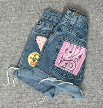 Load image into Gallery viewer, Pink Butterfly Vintage Levis Cut Off Shorts
