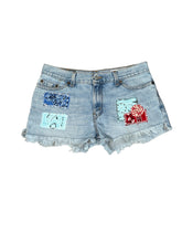 Load image into Gallery viewer, Red White &amp; Blue Smile Vintage Levis Cut Off Shorts
