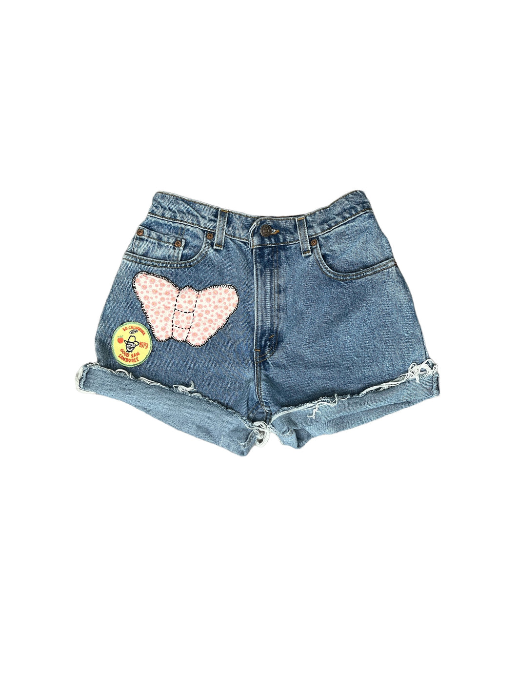 Pink Butterfly Vintage Levis Cut Off Shorts