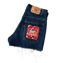 Load image into Gallery viewer, Lucky Rabbit Dark Wash Vintage Levi’s Cut Offs
