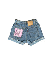 Load image into Gallery viewer, Pink Butterfly Vintage Levis Cut Off Shorts
