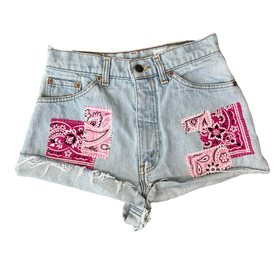 Pink on Pink on Light Wash Vintage Levis Cut Offs