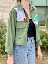 Load image into Gallery viewer, Sails Patched Cropped Military Fatigue Jacket
