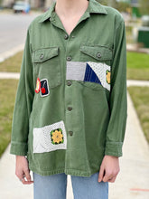 Load image into Gallery viewer, Yellow Is A Winner Patched Vintage Military Fatigue Jacket
