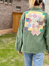 Load image into Gallery viewer, Faded Sunny Days Multi Quilt Patched Military Fatigue Jacket
