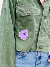 Load image into Gallery viewer, Flower Garden Cropped Vintage Military Fatigue Jacket
