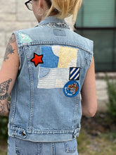 Load image into Gallery viewer, Sunny Days Patched Vintage Levis Denim Vest
