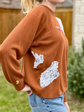 Load image into Gallery viewer, Rust Lace Patched Vintage Raglan
