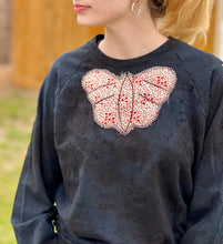 Load image into Gallery viewer, Black Destroyed Butterfly Vintage Sweatshirt
