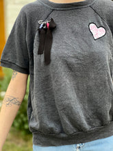 Load image into Gallery viewer, Charcoal Heart Embroidered S/S Vintage Sweatshirt
