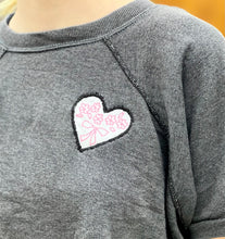 Load image into Gallery viewer, Charcoal Heart Embroidered S/S Vintage Sweatshirt
