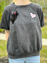 Load image into Gallery viewer, Charcoal Heart Embroidered S/S Vintage Sweatshirt
