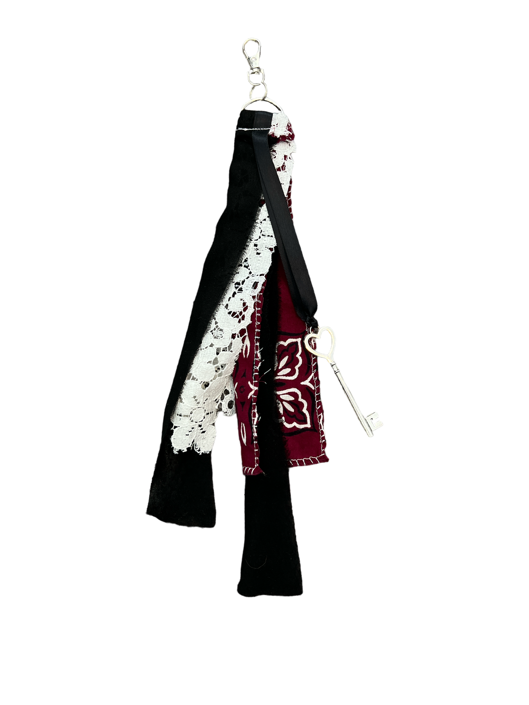 Burgundy, Antique Lace & Black Ribbon Trinket